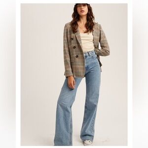 VINTAGE TWO Roads Plaid Tweed Preppy Sport Blazer Brown Greyish Wool Sz 7